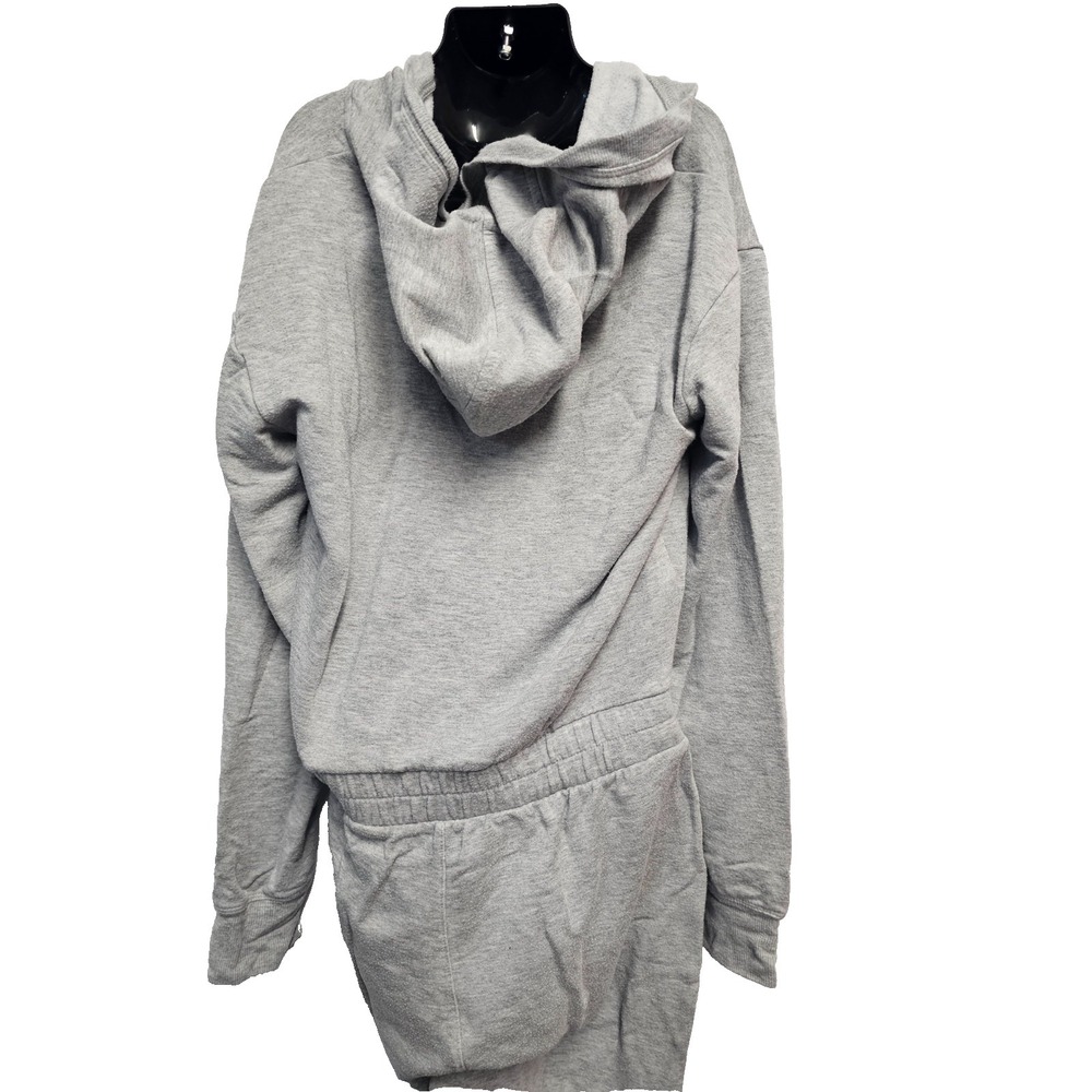 Athleta Girl gray one piece hooded jumpsuit 14 zipper thumb holes pockets - Picture 10 of 12
